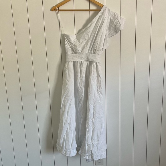 Madewell Ruffled One-Shoulder Midi Dress White - Picture 4 of 4